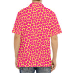 Pink And Yellow Giraffe Pattern Print Aloha Shirt