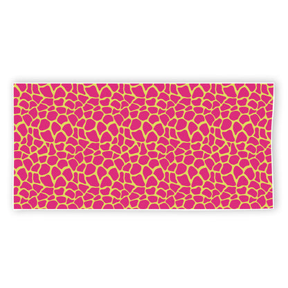 Pink And Yellow Giraffe Pattern Print Beach Towel