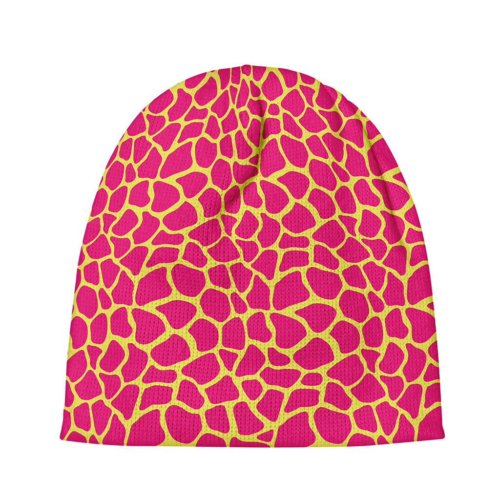 Pink And Yellow Giraffe Pattern Print Beanie