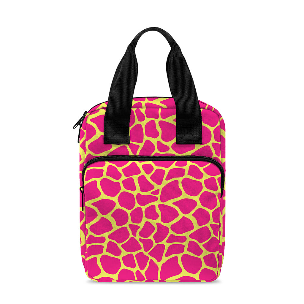 Pink And Yellow Giraffe Pattern Print Bible Tote Bag