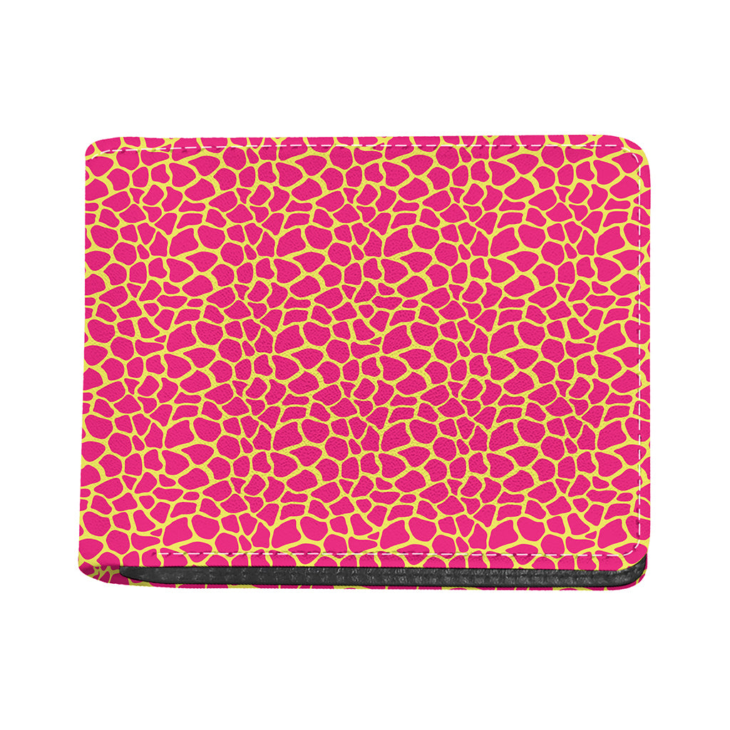 Pink And Yellow Giraffe Pattern Print Bifold Wallet
