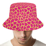 Pink And Yellow Giraffe Pattern Print Bucket Hat
