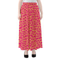 Pink And Yellow Giraffe Pattern Print Chiffon Maxi Skirt