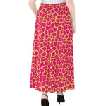 Pink And Yellow Giraffe Pattern Print Chiffon Maxi Skirt