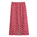 Pink And Yellow Giraffe Pattern Print Cotton Front Slit Maxi Skirt