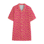 Pink And Yellow Giraffe Pattern Print Cotton Hawaiian Shirt