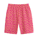 Pink And Yellow Giraffe Pattern Print Cotton Shorts