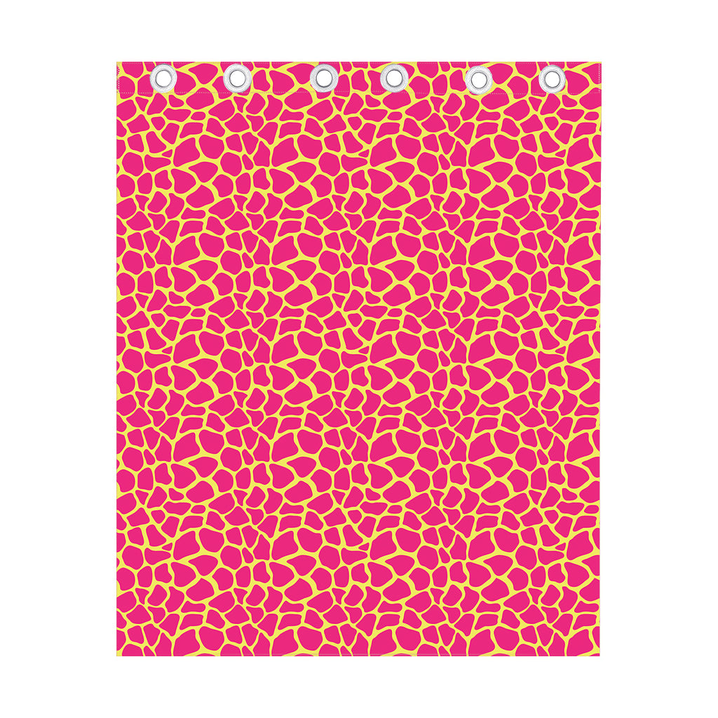 Pink And Yellow Giraffe Pattern Print Curtain