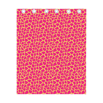 Pink And Yellow Giraffe Pattern Print Curtain