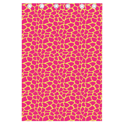 Pink And Yellow Giraffe Pattern Print Curtain