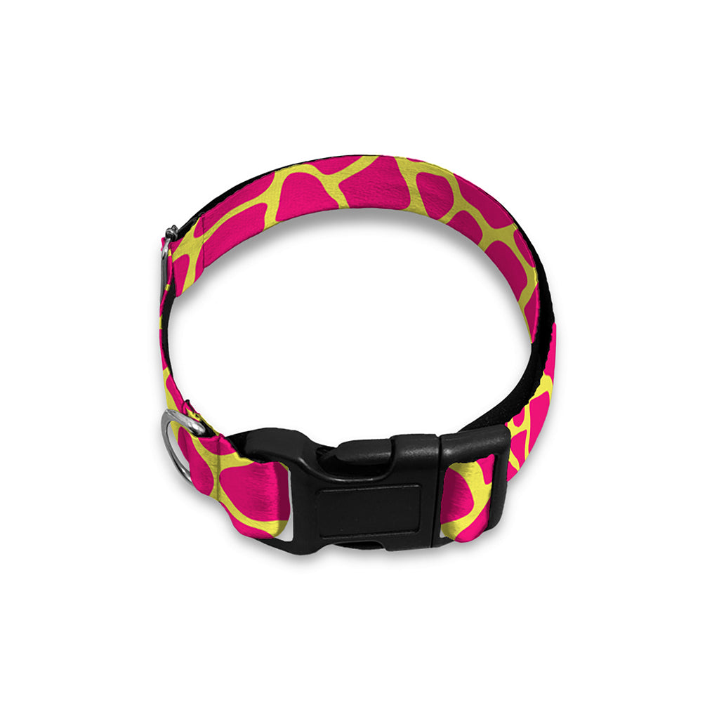Pink And Yellow Giraffe Pattern Print Dog Collar