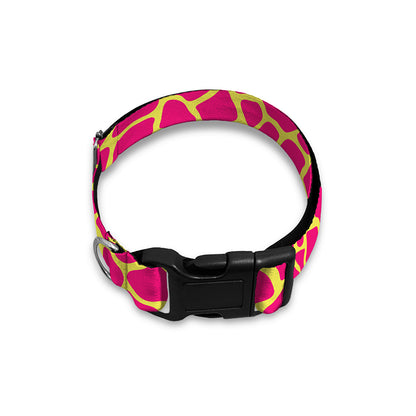 Pink And Yellow Giraffe Pattern Print Dog Collar