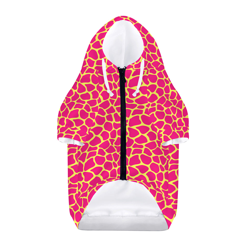 Pink And Yellow Giraffe Pattern Print Dog Zip Up Hoodie
