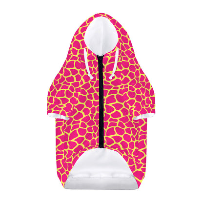 Pink And Yellow Giraffe Pattern Print Dog Zip Up Hoodie