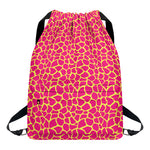 Pink And Yellow Giraffe Pattern Print Drawstring Backpack