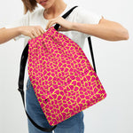 Pink And Yellow Giraffe Pattern Print Drawstring Backpack