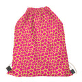 Pink And Yellow Giraffe Pattern Print Drawstring Bag