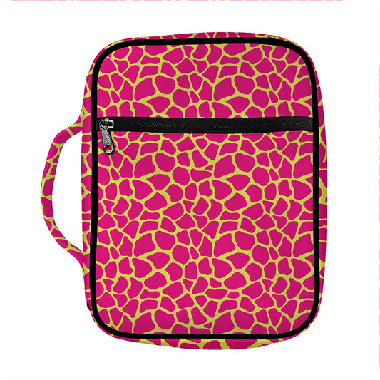 Pink And Yellow Giraffe Pattern Print Front Pocket Bible Bag