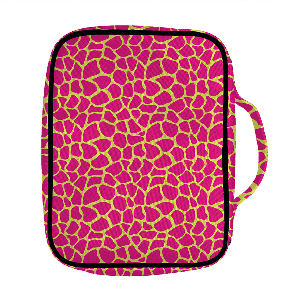 Pink And Yellow Giraffe Pattern Print Front Pocket Bible Bag