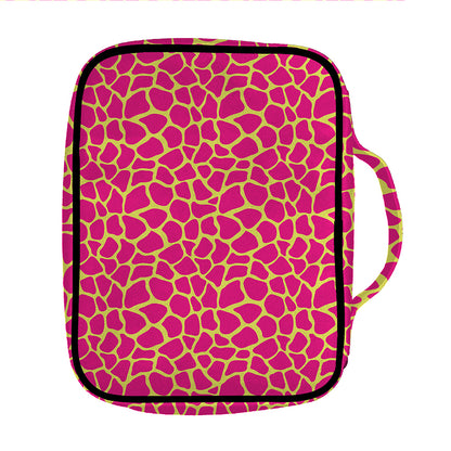Pink And Yellow Giraffe Pattern Print Front Pocket Bible Bag