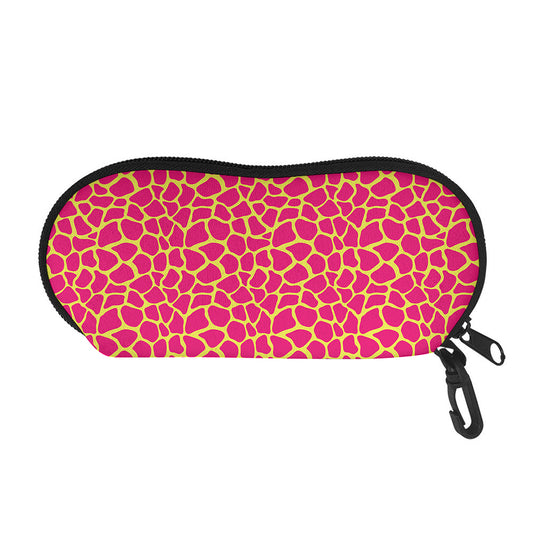 Pink And Yellow Giraffe Pattern Print Glasses Case