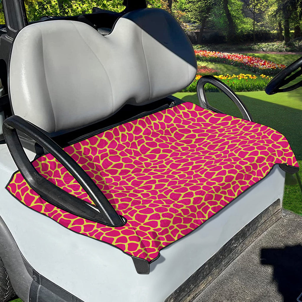 Pink And Yellow Giraffe Pattern Print Golf Cart Seat Cover