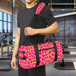 Pink And Yellow Giraffe Pattern Print Gym Bag