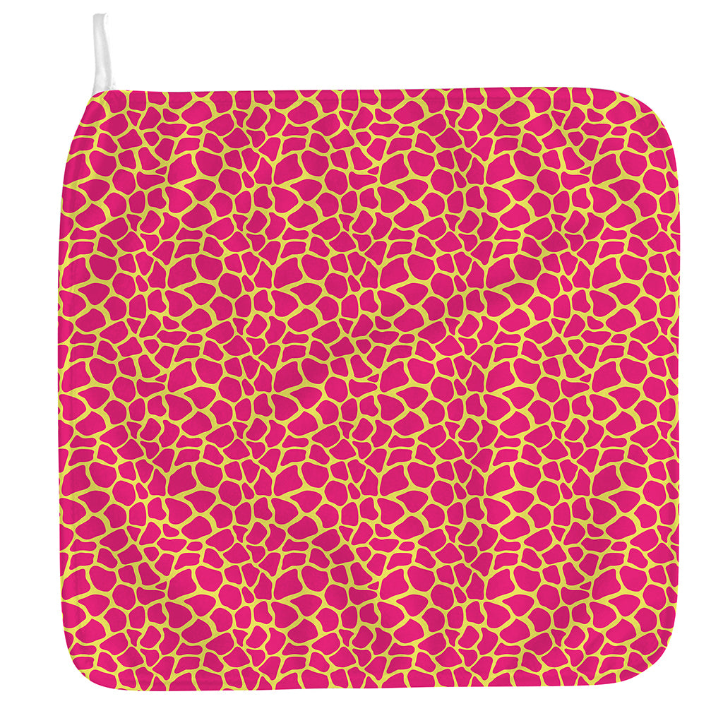 Pink And Yellow Giraffe Pattern Print Hand Towel