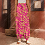 Pink And Yellow Giraffe Pattern Print Harem Pants