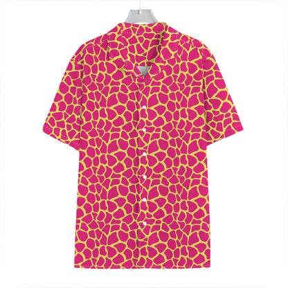 Pink And Yellow Giraffe Pattern Print Hawaiian Shirt