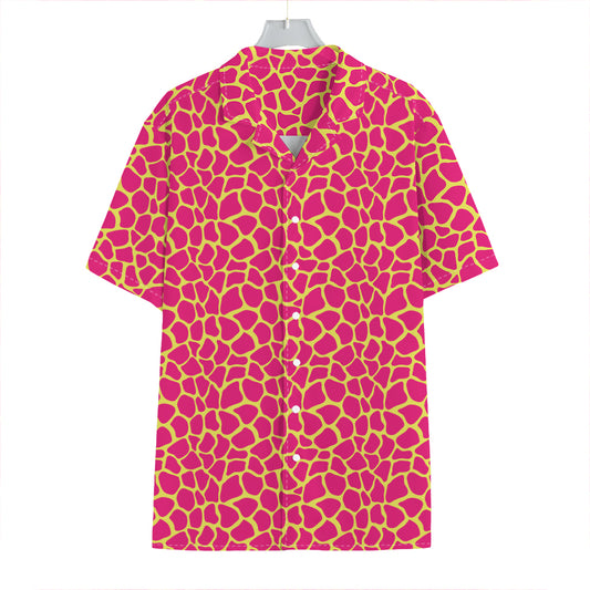 Pink And Yellow Giraffe Pattern Print Hawaiian Shirt