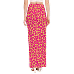 Pink And Yellow Giraffe Pattern Print High Slit Maxi Skirt