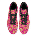 Pink And Yellow Giraffe Pattern Print High Top Leather Sneakers