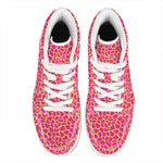 Pink And Yellow Giraffe Pattern Print High Top Leather Sneakers