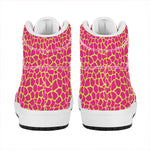 Pink And Yellow Giraffe Pattern Print High Top Leather Sneakers