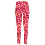 Pink And Yellow Giraffe Pattern Print High-Waisted Pocket Leggings