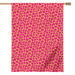 Pink And Yellow Giraffe Pattern Print House Flag