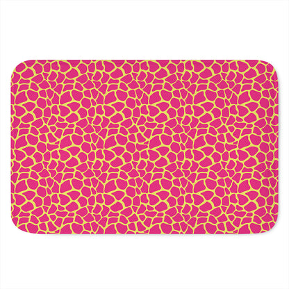 Pink And Yellow Giraffe Pattern Print Indoor Door Mat