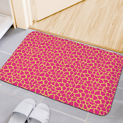 Pink And Yellow Giraffe Pattern Print Indoor Door Mat
