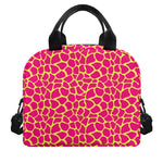 Pink And Yellow Giraffe Pattern Print Insulated Lunch Bag