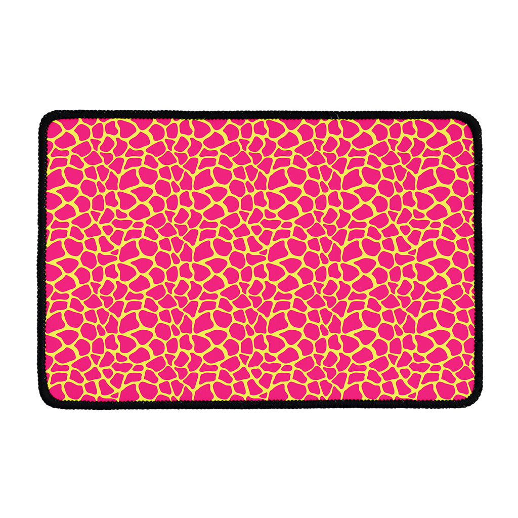 Pink And Yellow Giraffe Pattern Print Kitchen Mat