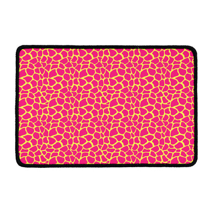Pink And Yellow Giraffe Pattern Print Kitchen Mat