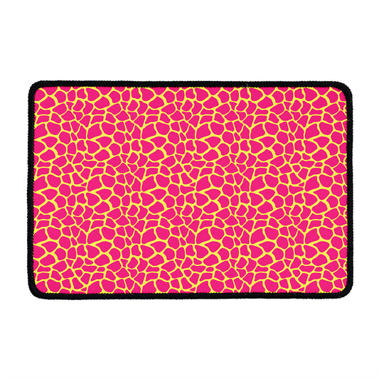 Pink And Yellow Giraffe Pattern Print Kitchen Mat