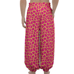 Pink And Yellow Giraffe Pattern Print Lantern Pants