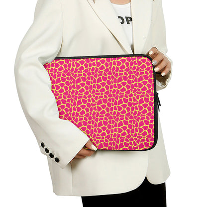 Pink And Yellow Giraffe Pattern Print Laptop Sleeve