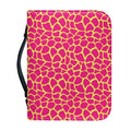 Pink And Yellow Giraffe Pattern Print Leather Bible Cover