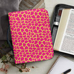 Pink And Yellow Giraffe Pattern Print Leather Bible Cover
