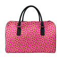 Pink And Yellow Giraffe Pattern Print Leather Duffel Bag