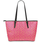 Pink And Yellow Giraffe Pattern Print Leather Tote Bag