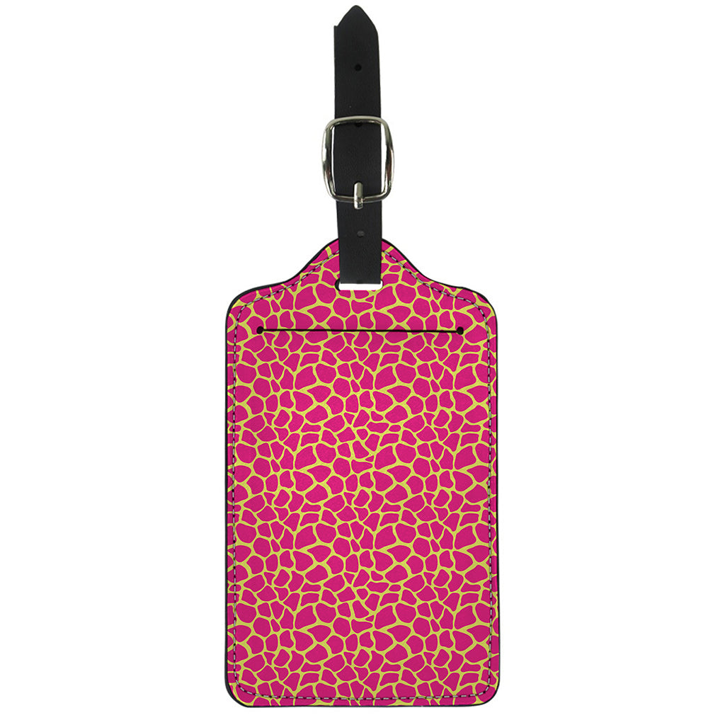 Pink And Yellow Giraffe Pattern Print Luggage Tag